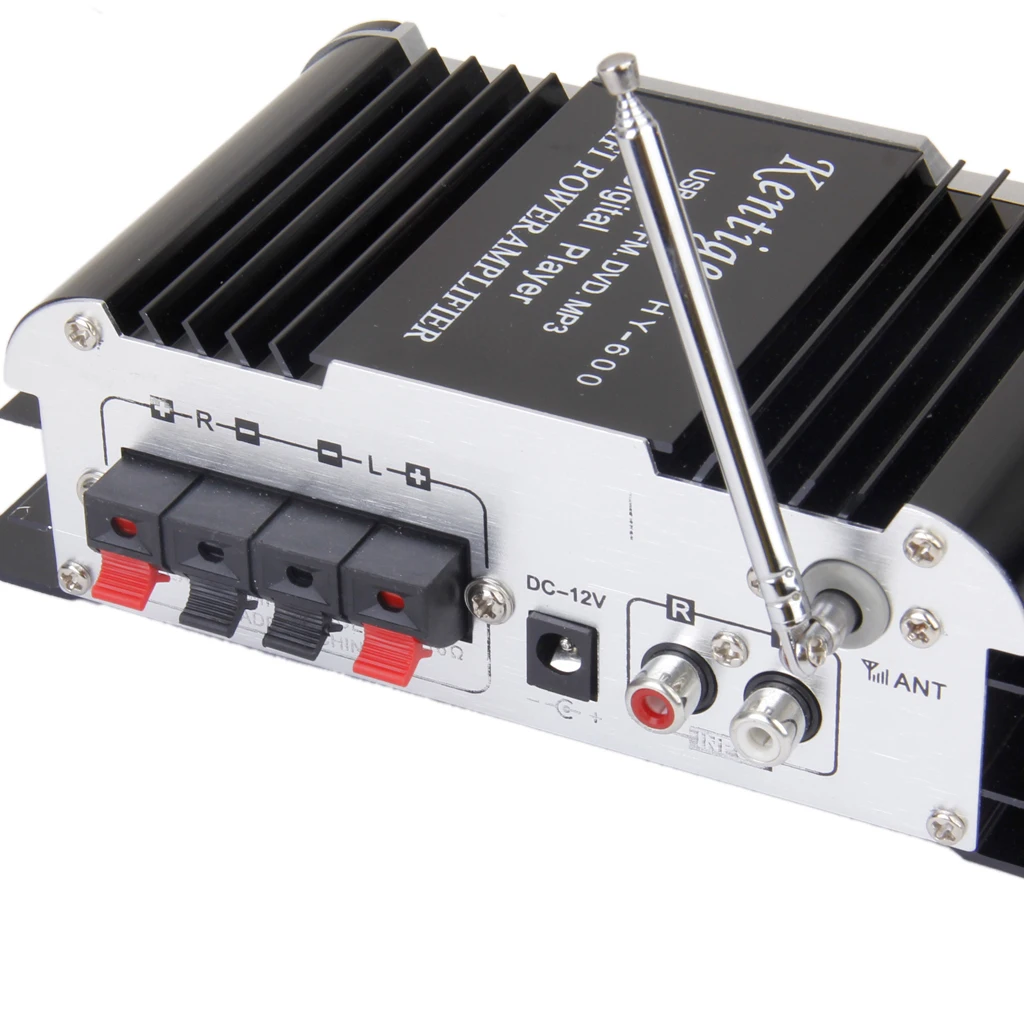 

DC 12V 4-CH Microphone Power Amplifier For USB SD/MP3 Format/FM LHY600 Black