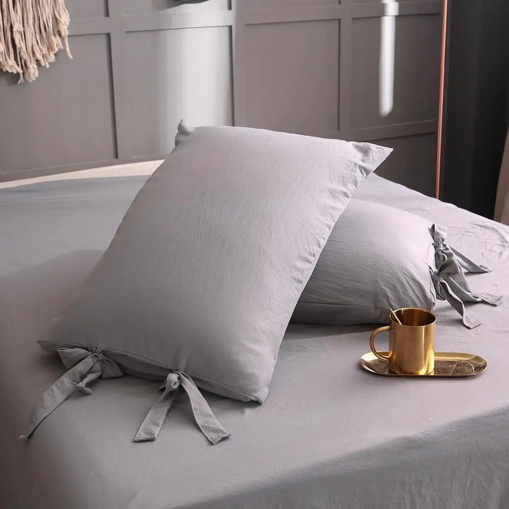 

40 Lace cotton wash solid color soft and comfortable bedding set pillow quilt cover head pillowcase home textiles set bedding