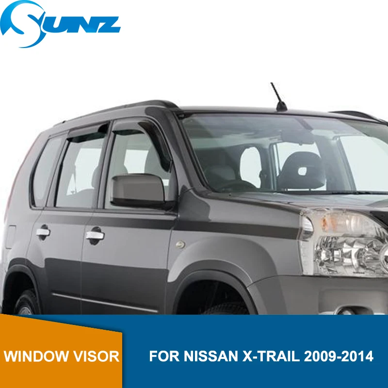 Оконный козырек Дефлектор Дождь гвардии для Nissan X-TRAIL 2009 2010 2011 2012 2013 Черный боковое окно дефлекторы SUNZ