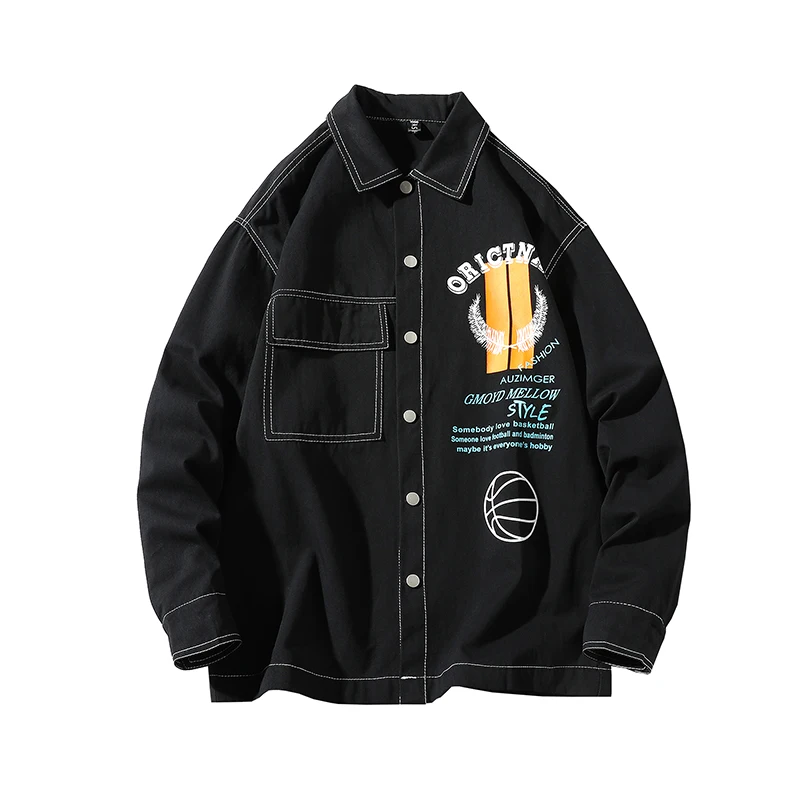 Мужская и женская хлопковая рубашка Privathinker черная с принтом длинным рукавом