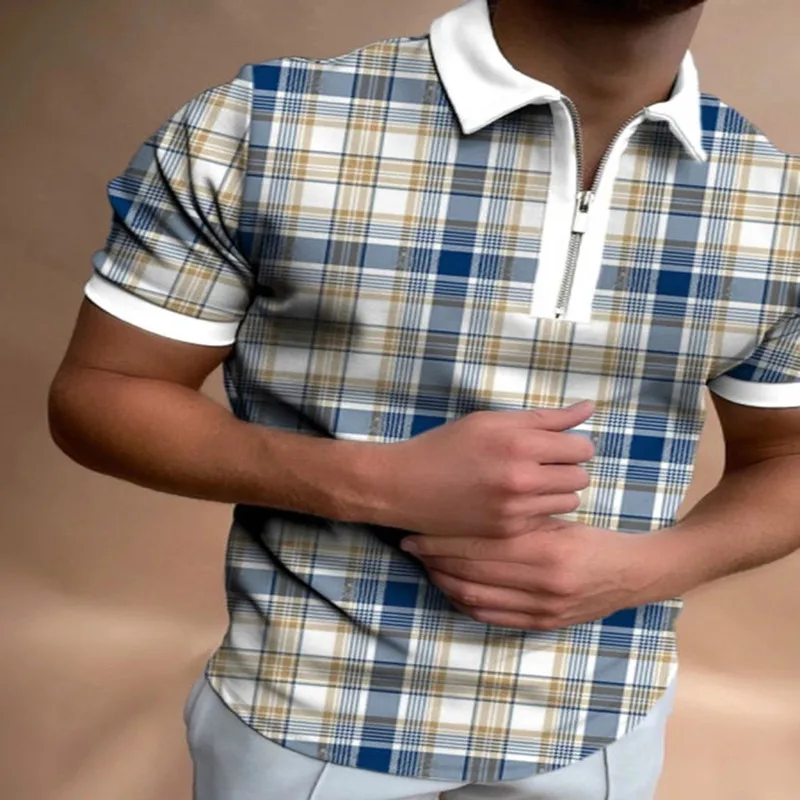 Рубашка-поло мужская летняя с коротким рукавом на молнии |