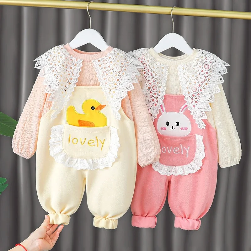 

2 шт./комплект, детский кружевной пуловер с длинным рукавом