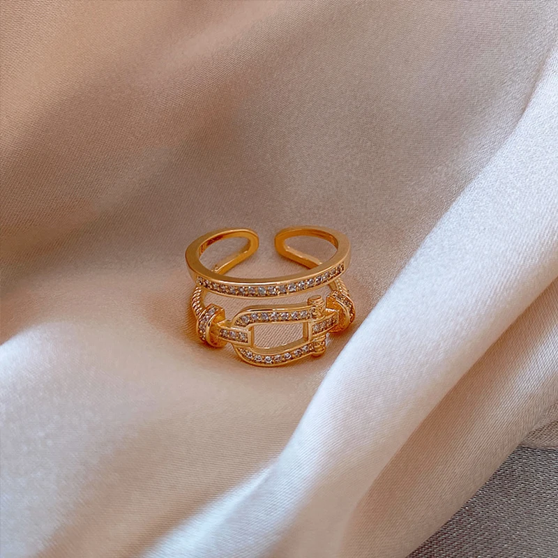 2020 в Корейском стиле новая мода Темперамент двойное кольцо для женщин Элегантные
