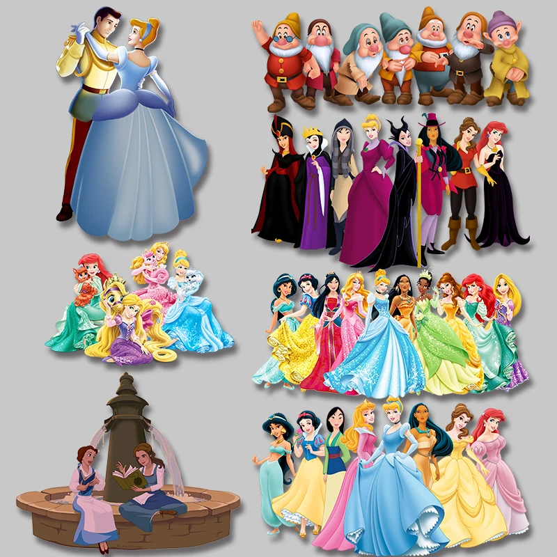 

Disney Brand Disney princess group photo cloth patches Heat Transfer PVC Patch Iron-on Cheap Washable firm and fadeless sticker