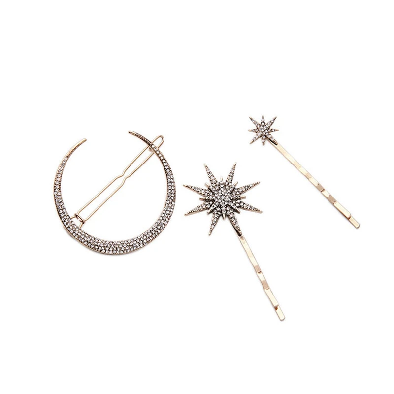 

Fashion Geometric Star Moon Rhinestone Hair Clip Hairpin Hair Accessories Women Hair Clip Claw Tools Jewelry hair ornaments