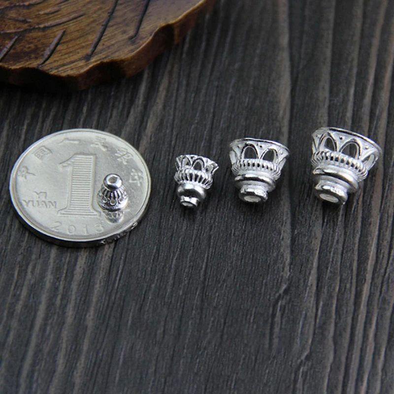 2pcs DIY Handmade 925 Sterling Silver Color Jewelry Accessories Flower Cap Pagoda Beading Used to Make Bracelets