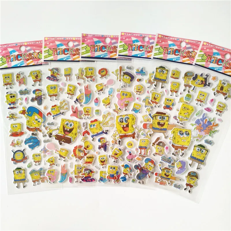 6 листов 3D мультфильм с рисунком желтой звезды: пышные пузырчатые наклейки для