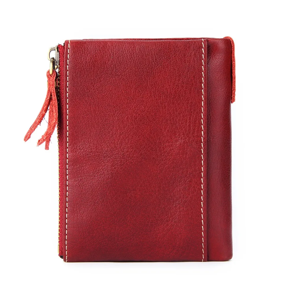 Модные женские кошельки из натуральной кожи с двойной молнией винтажный женский