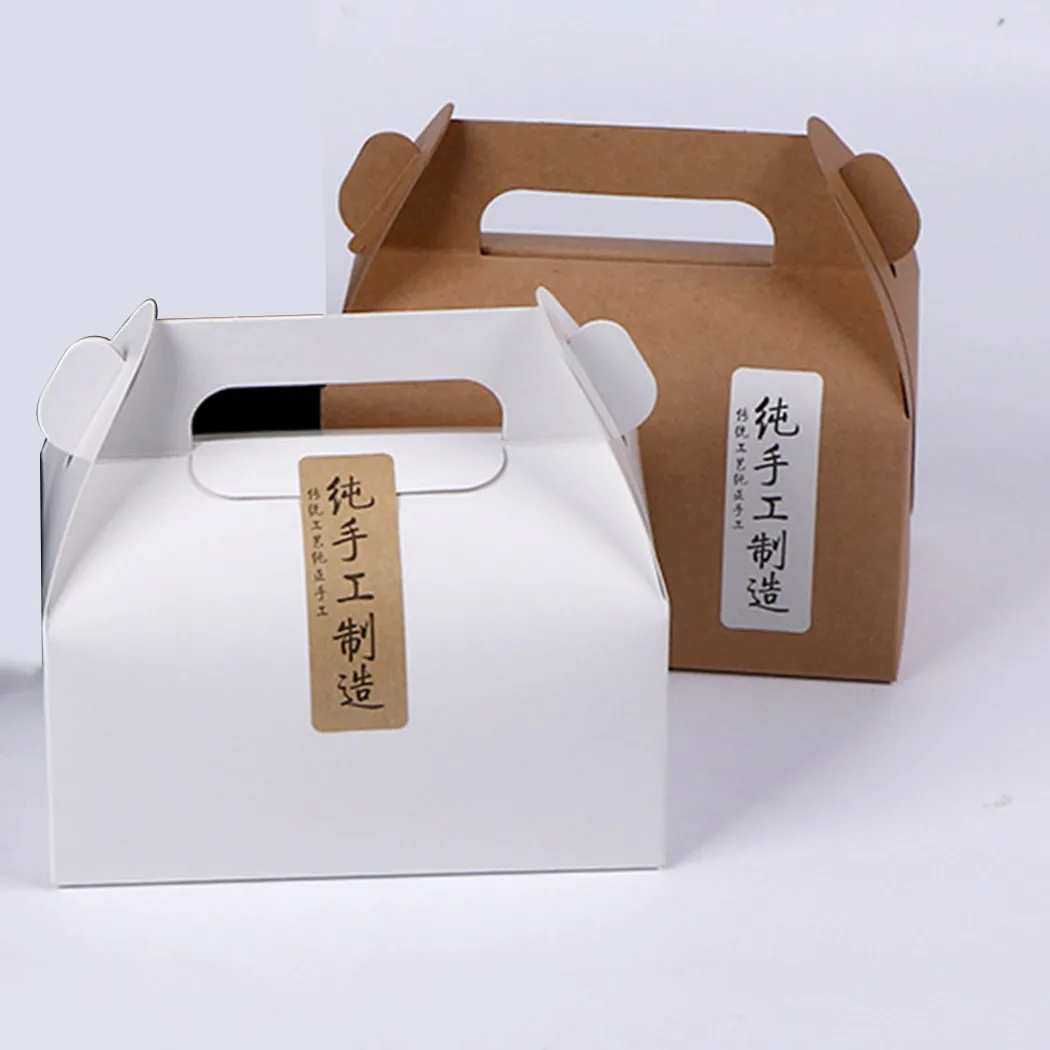 

10Pcs Portable Paper Muffins Bakery Wrapping Packing Cupcake Candy Boxes With Handle Pastries Box Candies Pies Donuts Box