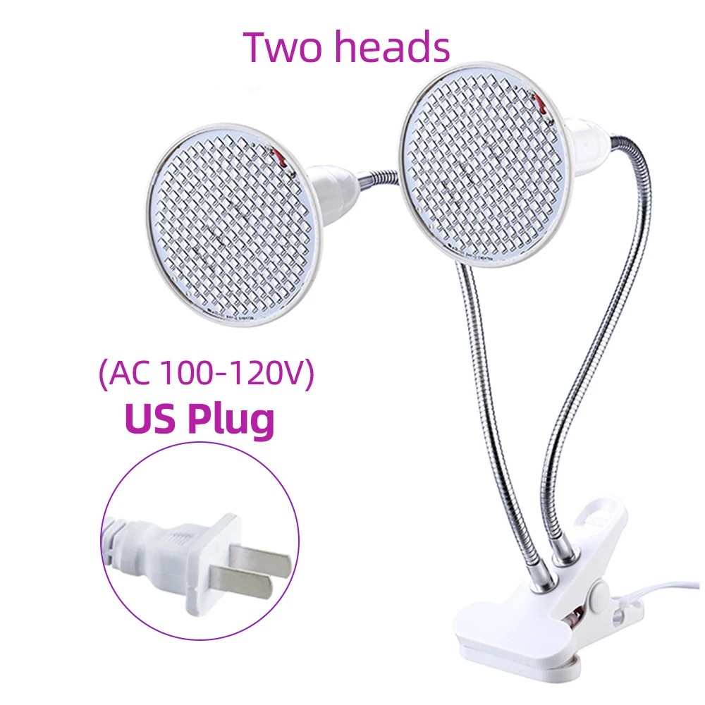 Two heads -US Plug E27 Светодиодный светильник для выращивания растений клип лампы растения полный спектр Крытый Фито лампа для внутреннего сада цветок гидропоника, шатер для выращивания коробка - Испускаемый цвет: Two heads -US Plug
