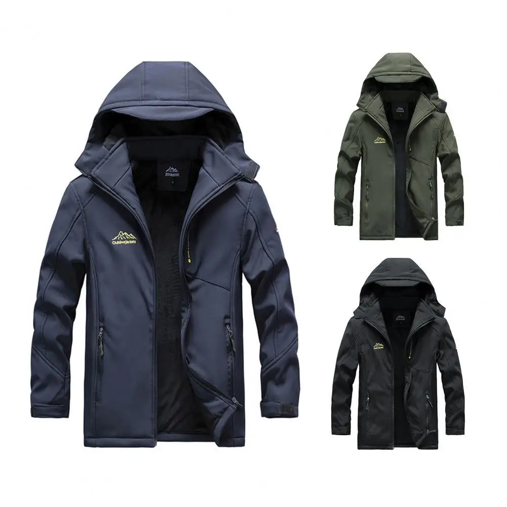 

60%HOTHooded Long Sleeve Winter Coat Nap Comfortable Wear Men Jacket for Hiking