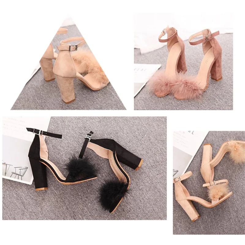 

New Fish Mouth Open-toe Rabbit Fur Upper Women's High-heeled Sandals Fashion Wild Trend Street Shooting Ladies Hollow High Heels