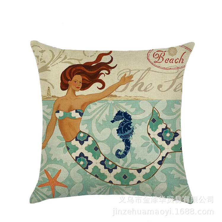 

Retro marine linen material pillow home decoration square sofa car pillow pillowcase wholesale