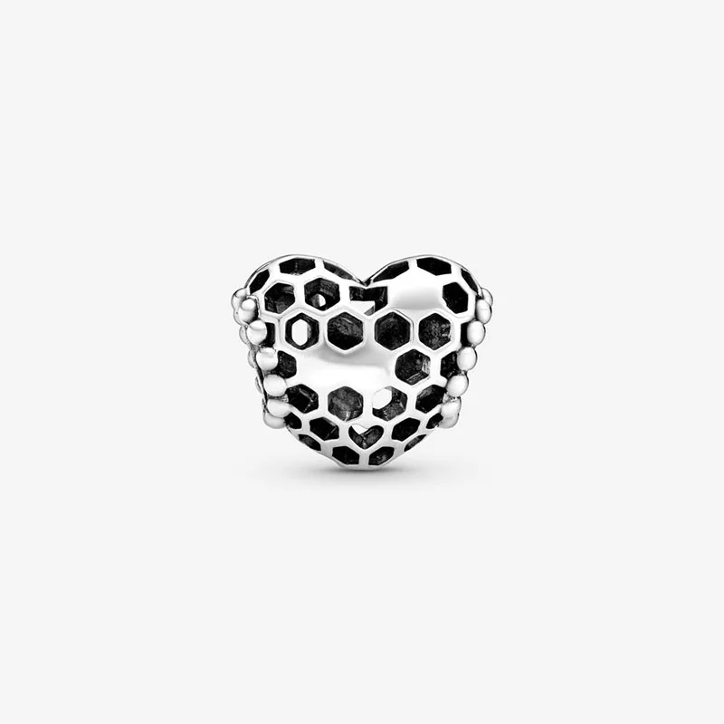 

2020 New 925 Sterling Silver Beads Bee Happy Honeycomb Heart Charms fit Original Pandora Bracelets Women DIY Fashion Jewelry