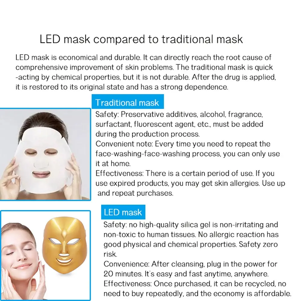 7 цветов светодиодный маска для лица красота омоложение кожи Фотон светильник