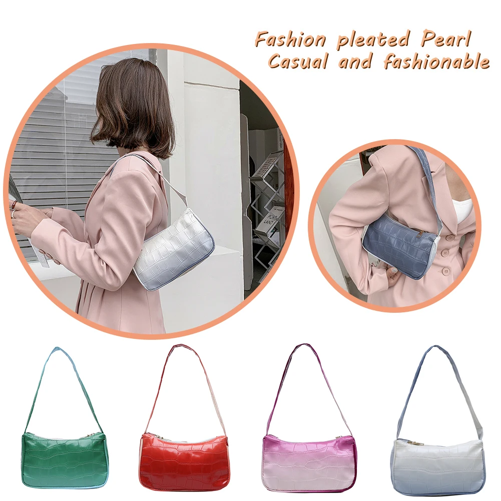 

Ladies Bags with Stone Pattern Print Designed Small Mini Handbags PU Leather Shoulder Gradient Color Handbags