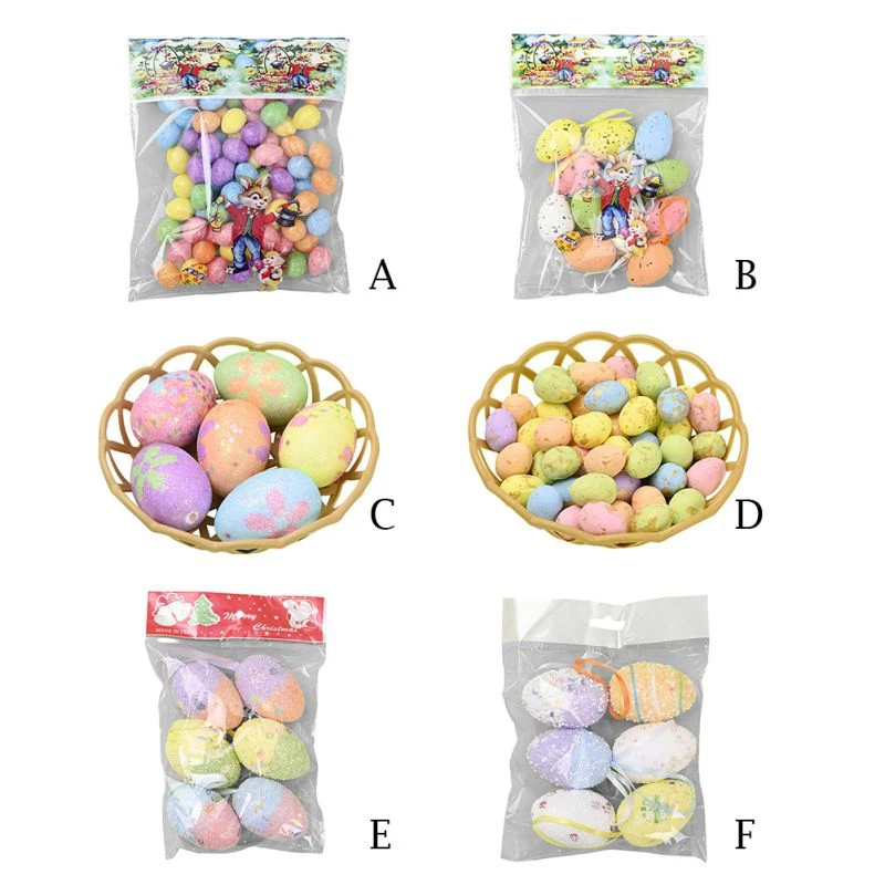 

U-Colorful Easter Eggs Foam Eggs Decorative Hanging Ornaments For DIY Crafts Easter Decorations