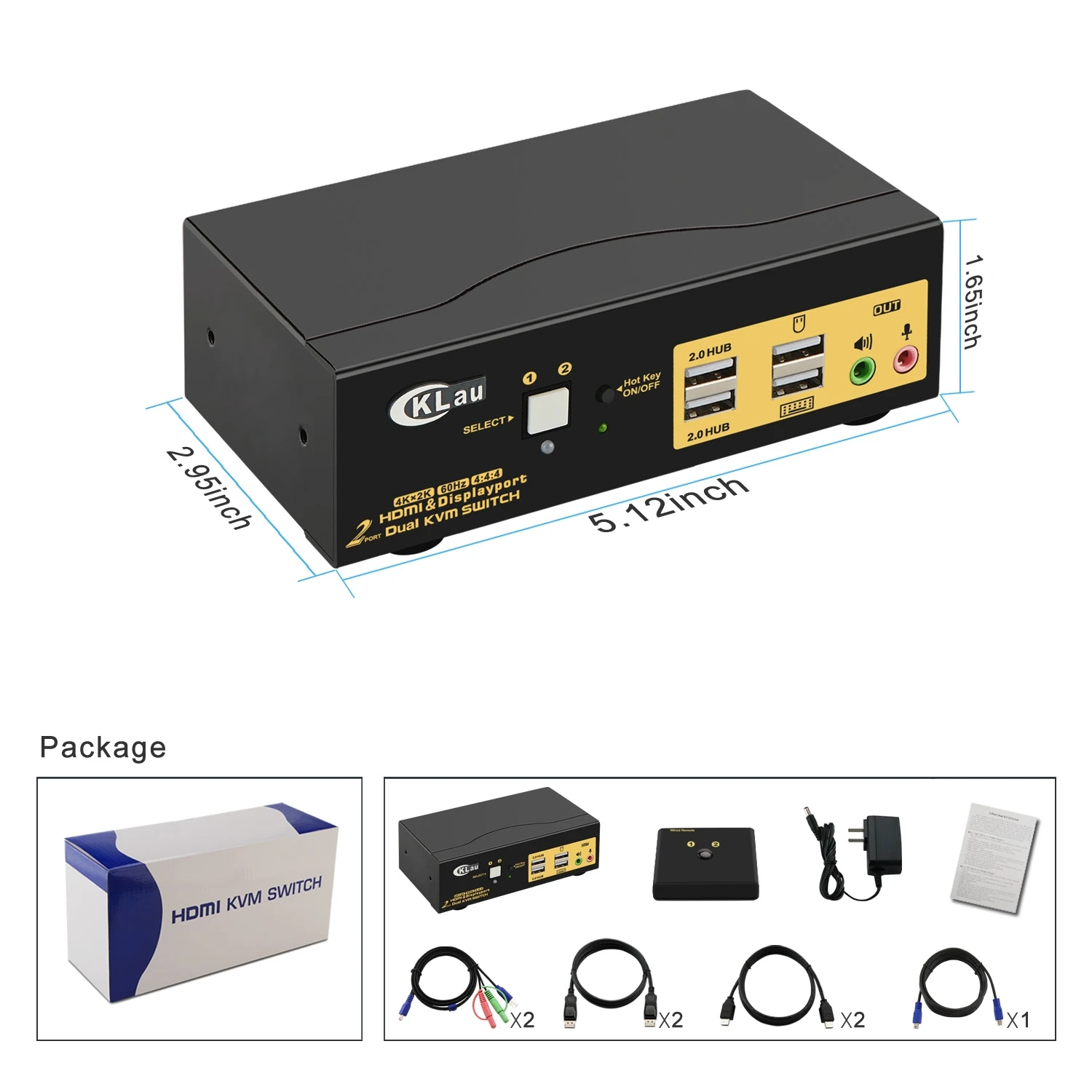 2 Порты и разъёмы двух мониторов Дисплей + HDMI KVM переключатель (расширенный