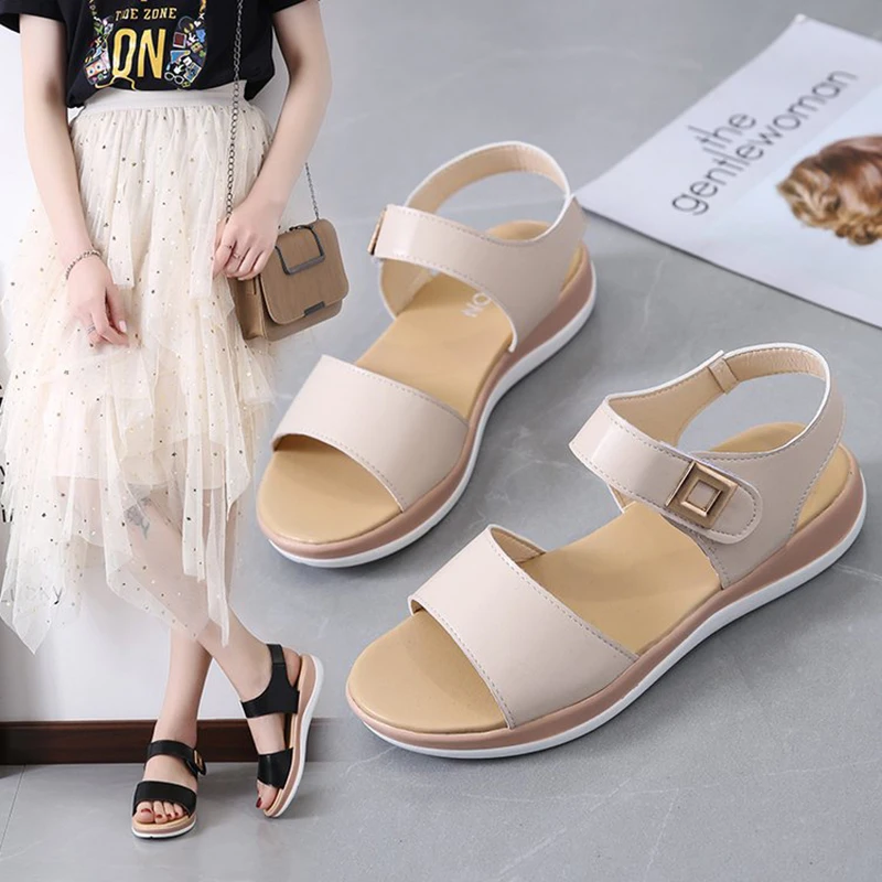 Сандалии-желе женские повседневные мягкие пляжные туфли на плоской платформе с