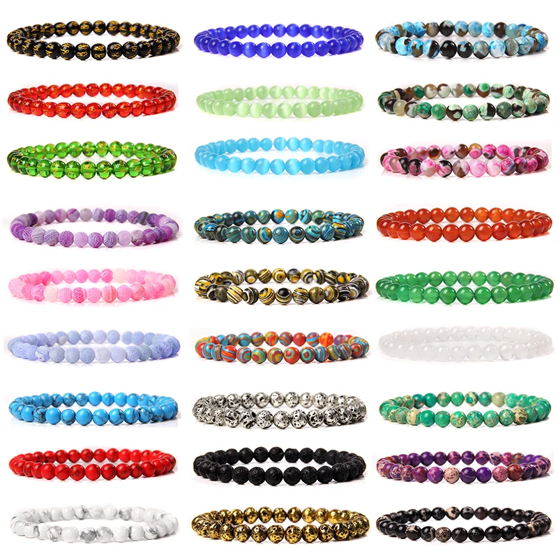 Минималистский Браслет с бусинами из натурального камня 6 мм женский кошачий