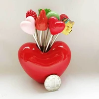 cute stainless steel fruit fork fruit sign cute western food fork cake fork love strawberry cabbage orange two tooth fork