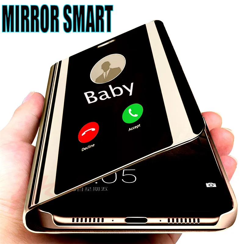 Роскошное противоударное зеркало умный чехол для samsung Galaxy S10 S9 S8 Note 10 Plus