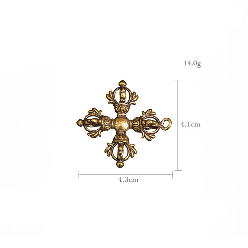 Латунный четырехжильный подвесной крест Пест Ваджра брелок с изгнанным демоном