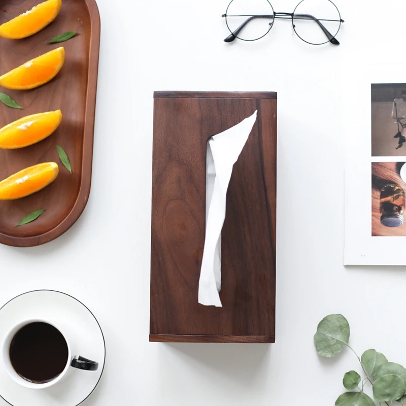 Японский стиль черный орех Коробка для салфеток держатель Деревянный диспенсер