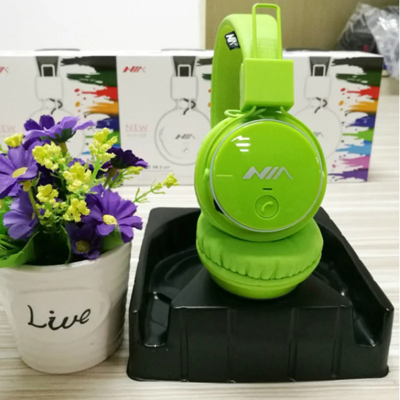 Beauty ninia Q8 стерео Bluetooth наушники беспроводной стерео складные спортивные гарнитуры Поддержка приложения с микрофоном Поддержка TF карты fm-радио - Цвет: Зеленый