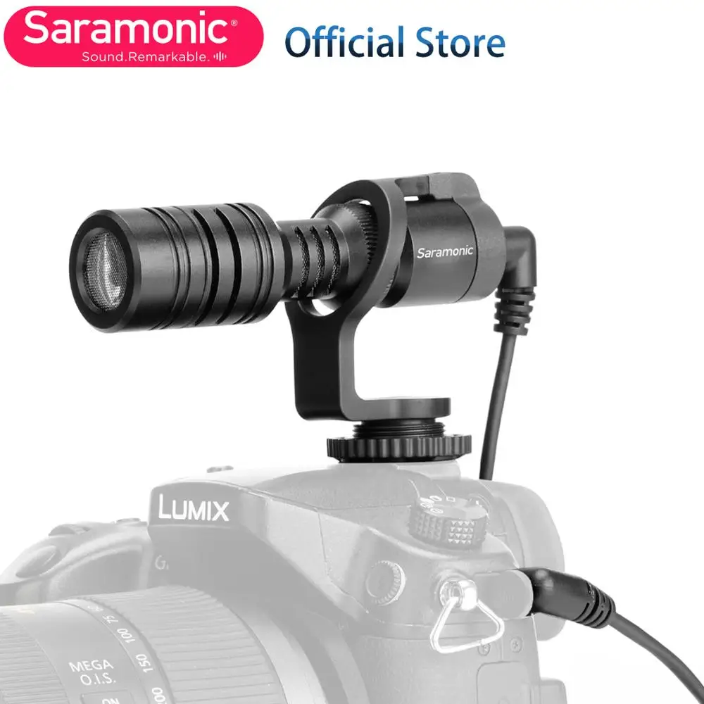 New Saramonic Vmic Mini Condenser Shotgun Microphone with TRS& TRRS Cable for iPhone 8 8 plus 7 Android Smartphones PC Tablet