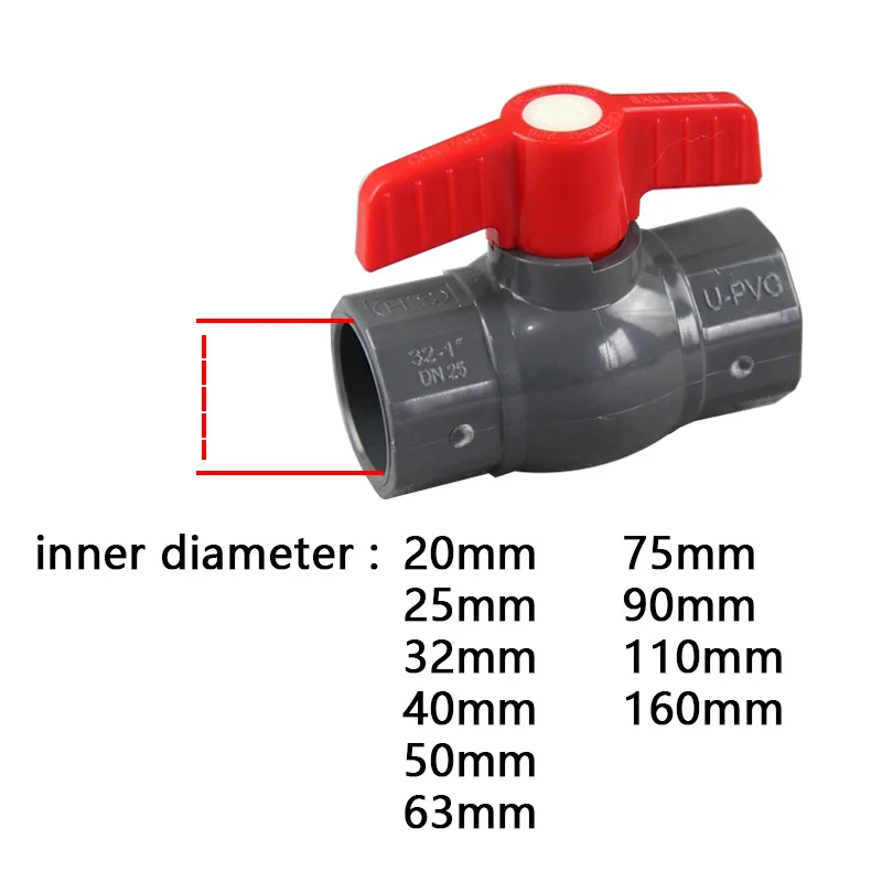 

PVC Ball Valve Coupler Adapter Water Connector For Garden Irrigation System Aquarium fish tank ID20mm to 160mm 1 Pcs