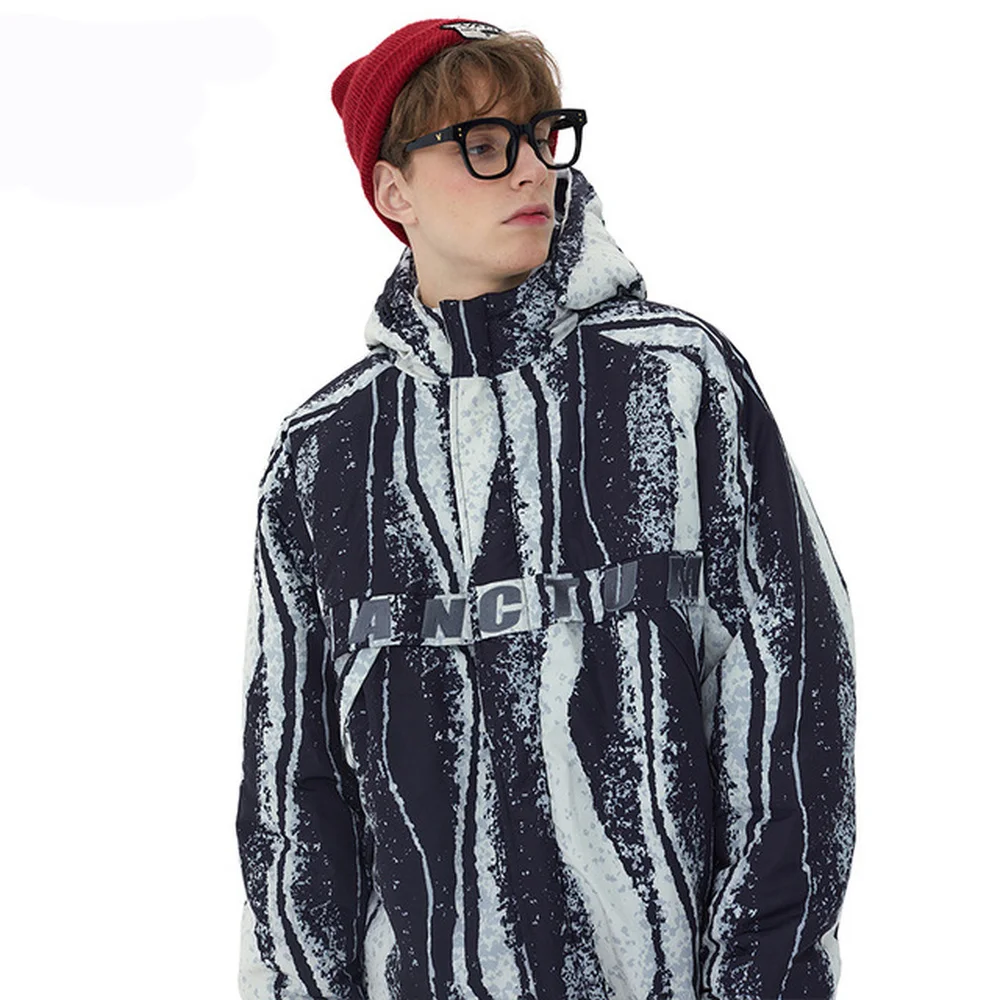 Covrlge Workwear Hooded Plus Velvet Men's Padded Jacket Winter New Trend Casual Couple Jacket Parka Coat Male Streetwear MWM129