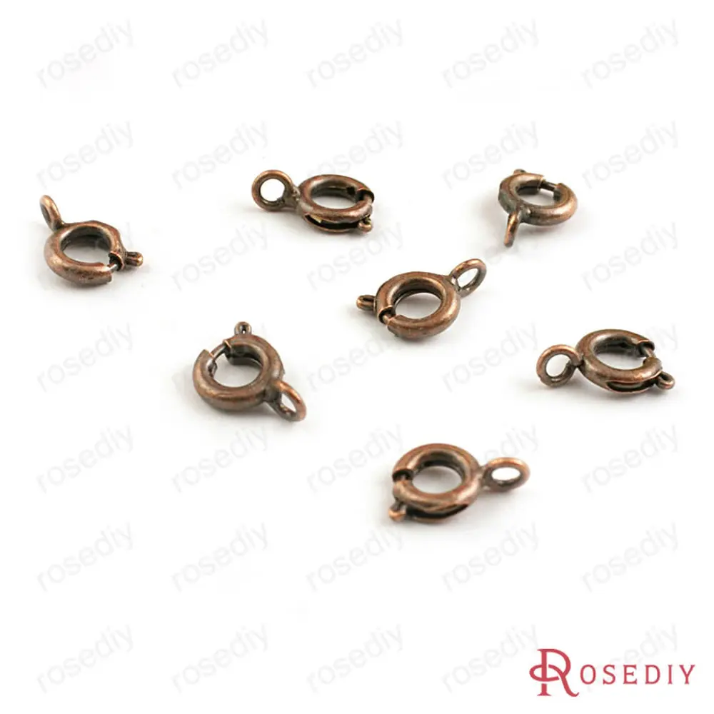 Оптовая продажа 6 мм имитация родия круглые медные застежки-карабины фурнитура