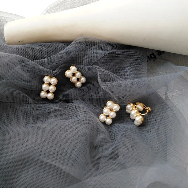 Корейские модные красивые маленькие серьги гвоздики с имитацией жемчуга для