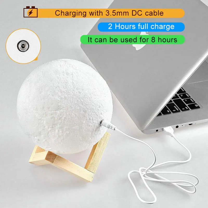 Светодиодная лампа с 3D принтом Луны 16 цветов сенсорный Usb Ночной светильник