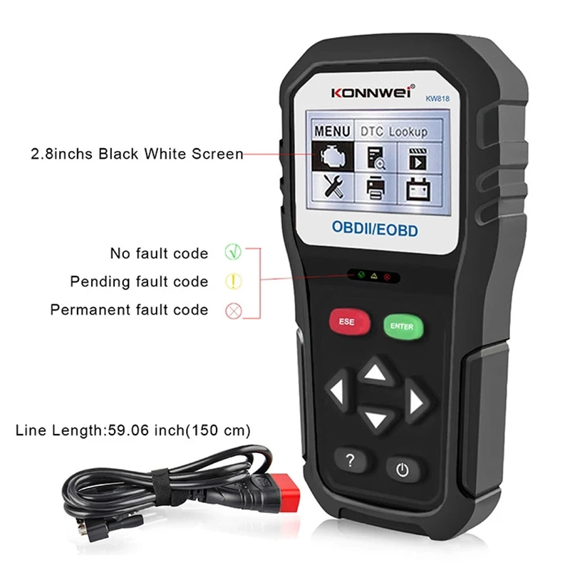 OBD2 Scanner Code Reader KW818 Universal OBDII Vehicle Engine Diagnostic Codes Full OBD/EOBD Function Scan Tool Check | Автомобили и