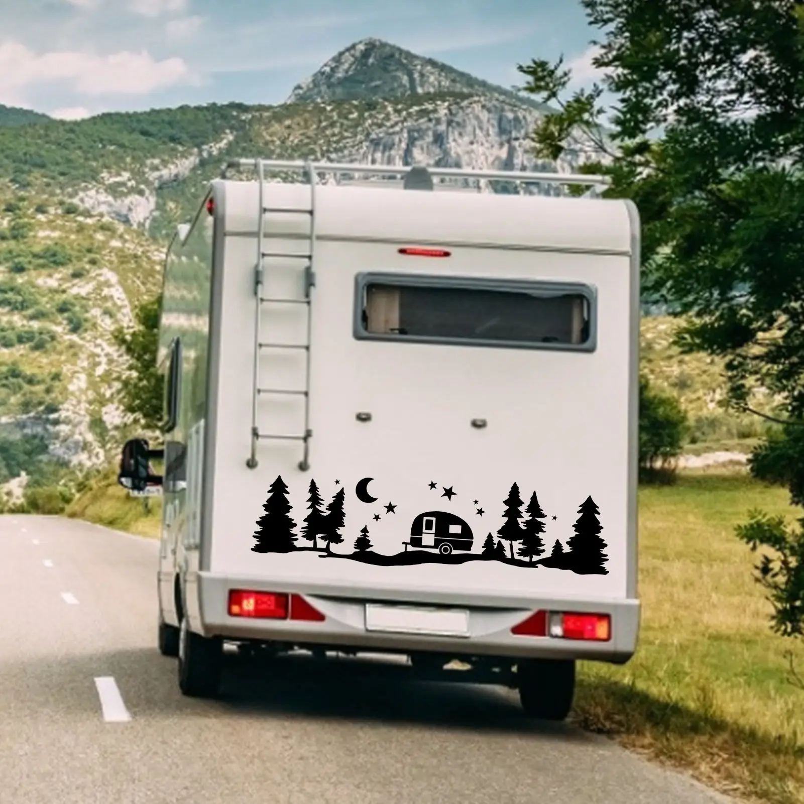 Большая виниловая наклейка на стену в виде звездного леса и гор | Автомобили