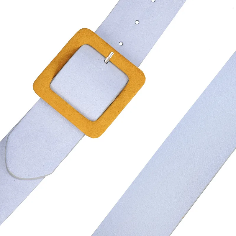

1Pcs Vintage Waist Band Decorative Waist Belt Wide Belt Square Pin Buckle Suede Leather Red White Fashion Casual Waistband