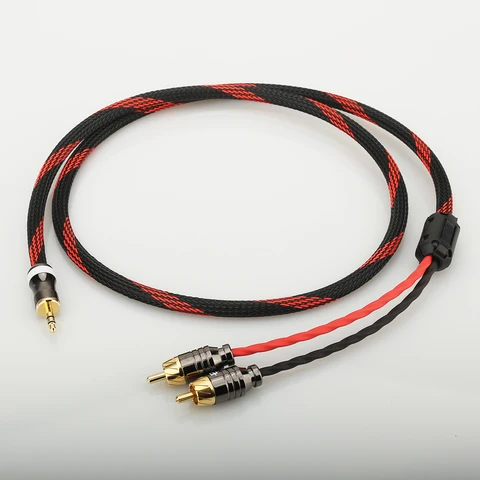 Hi-Fi Canare 3,5 мм позолоченный штекер на 2 RCA позолоченных разъема Аудиокабель ПК Усилитель мобильного телефона Interconnect High Qu
