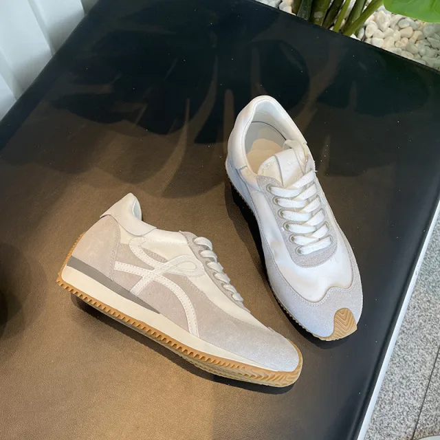 

Spring/summer 2021 co-branded retro waffle women's umbrella cloth leather sports platform breathable German training sneakers