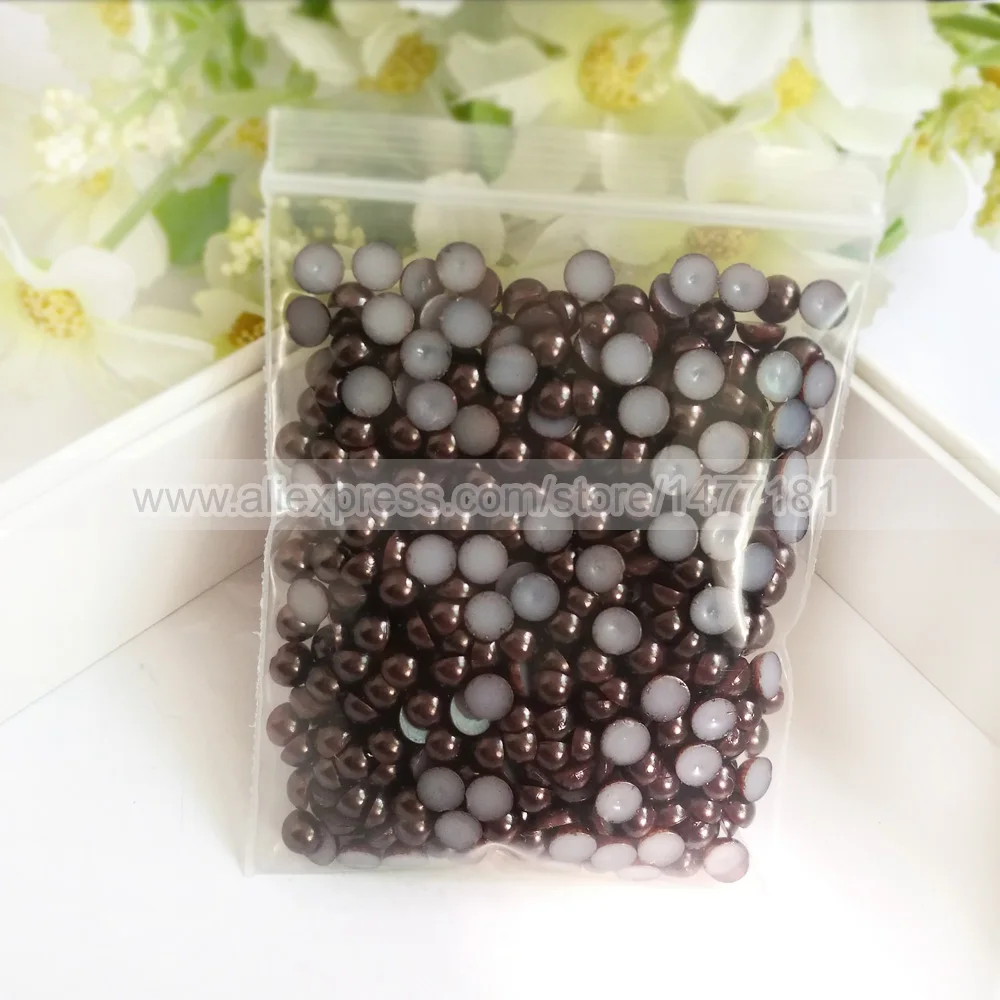 Темно-кофейный 5 мм Жемчуг полукруглые карты имитация искусственного кабошона