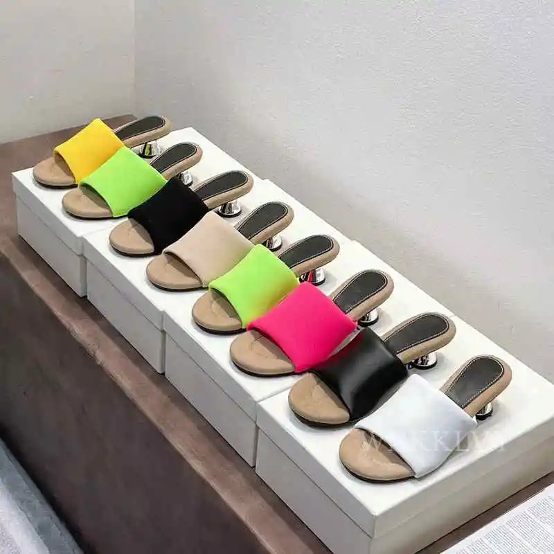 

Open Toe Slippers Female high Heel Slides candy Color Sandals Summer Outdoor sexy summer dress shoes 2021 mules flipflops