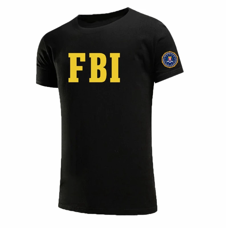 FBI men T shirt agent secret service police CIA Staff Men Front and Back Print Tshirt Summer Short Sleeve Tops Tees T-Shirt