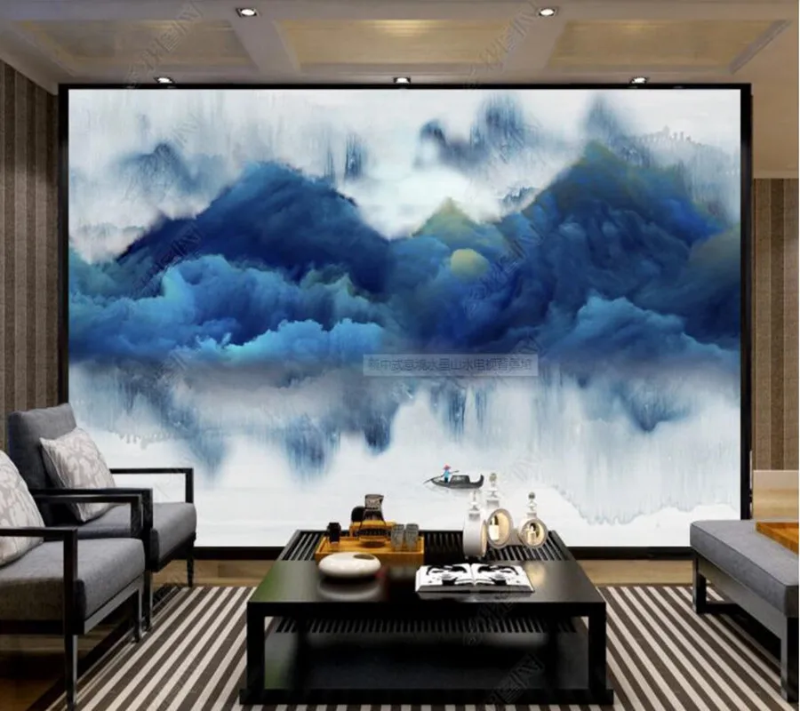 

Papel de parede New Chinese Artistic Conception Ink Landscape 3d wallpaper,bedroom KTV bar mural wall decor