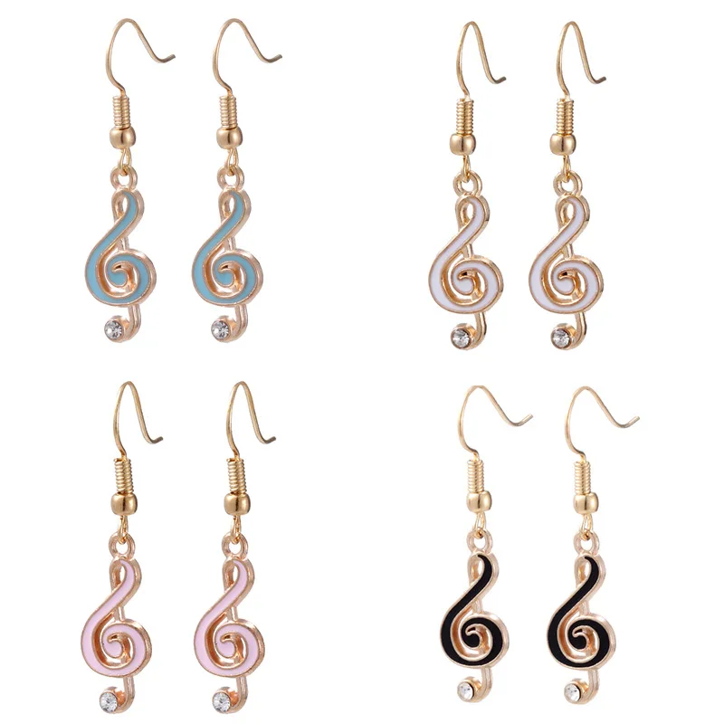 

Simple Color Hook Earrings for Women Fashion Pink Music Note Pendant Dangle Earring Wedding Party Accessory Wholesale Gift