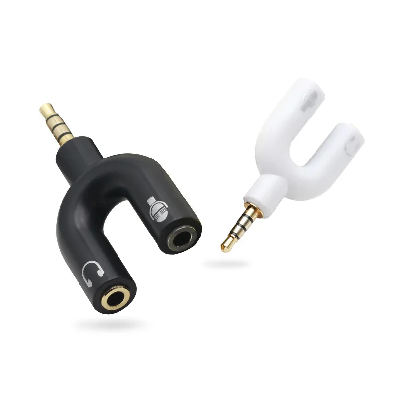 

3.5mm U-shaped Audio Converter Adapter One in Two Headphones Microphone Mobile Computer Splitter
