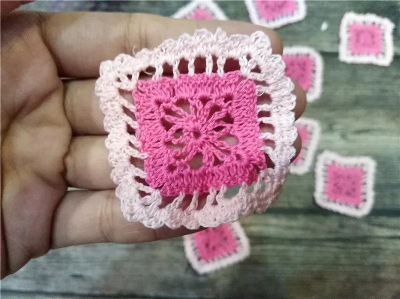 5 шт. Современная розовая хлопковая Кружевная аппликация для вязания крючком