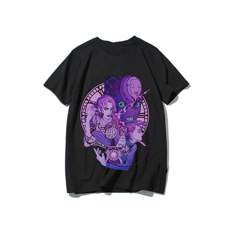 black Косплэй Легенда аниме JoJo невероятное приключение Diavolo двойной Косплей рубашка Футболка Топ - Цвет: black