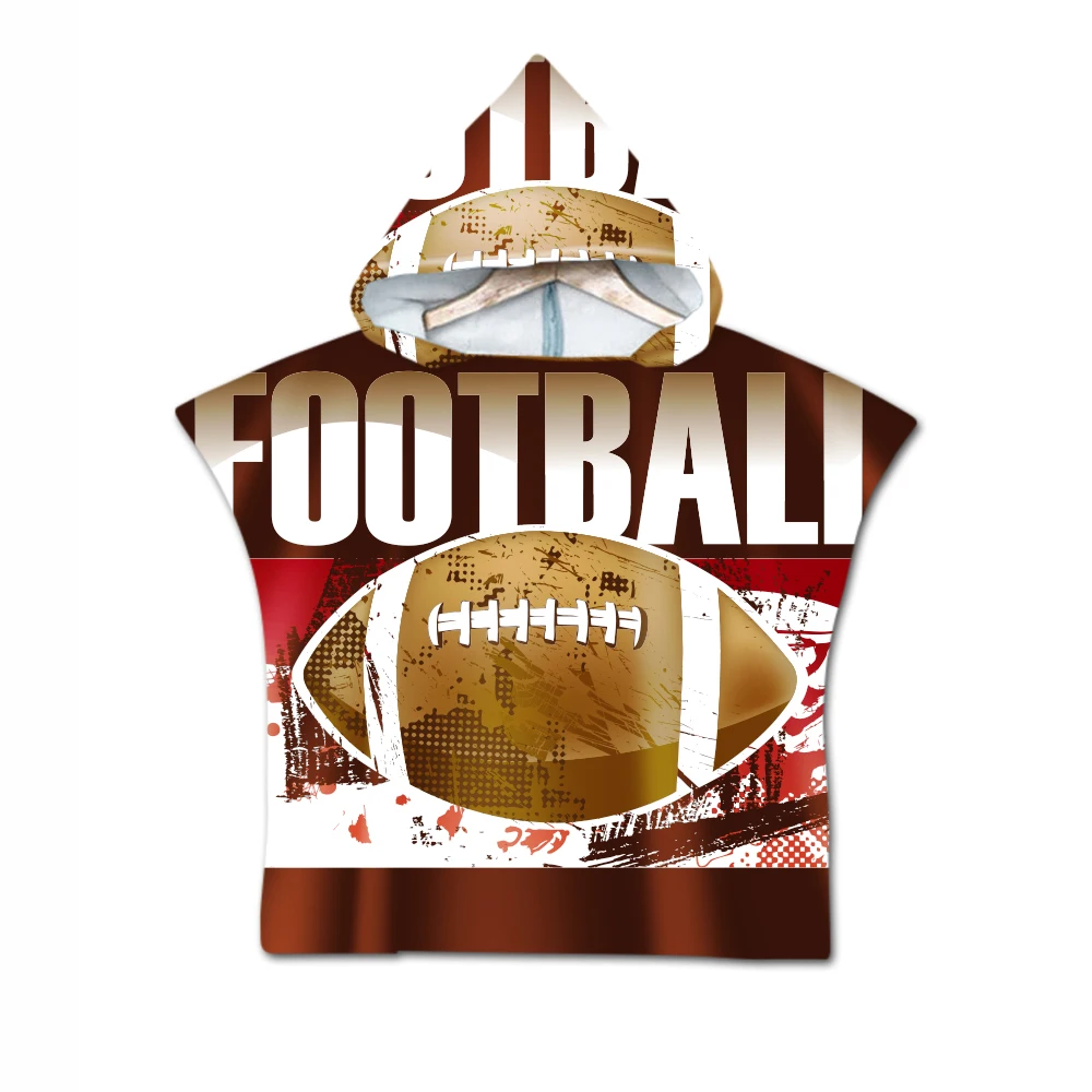 

Rugby Baseball 3D Printing Cartoon Sport Pattern Beach Towel Baby Children Hooded Bath Towel Baby Boys Girls Bath Soft Towel