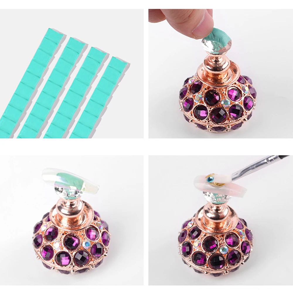 

1PC Retro Magnetic Nail Art Holder Crystal Diamond Practice Training Display Stand False Nails Showing Shelf DIY Manicure Tool